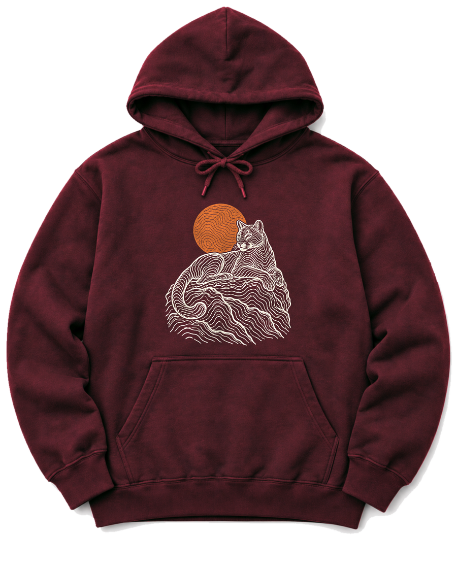 Topo Mountain Lion Hoodie - Maroon