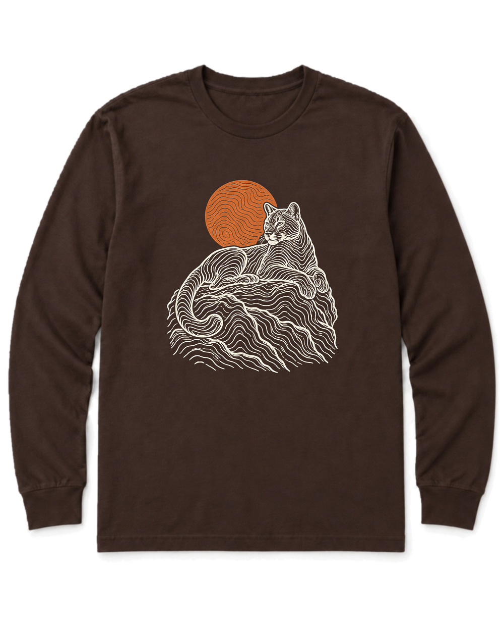 Topo Mountain Lion Long Sleeve Shirt - Dark Chocolate