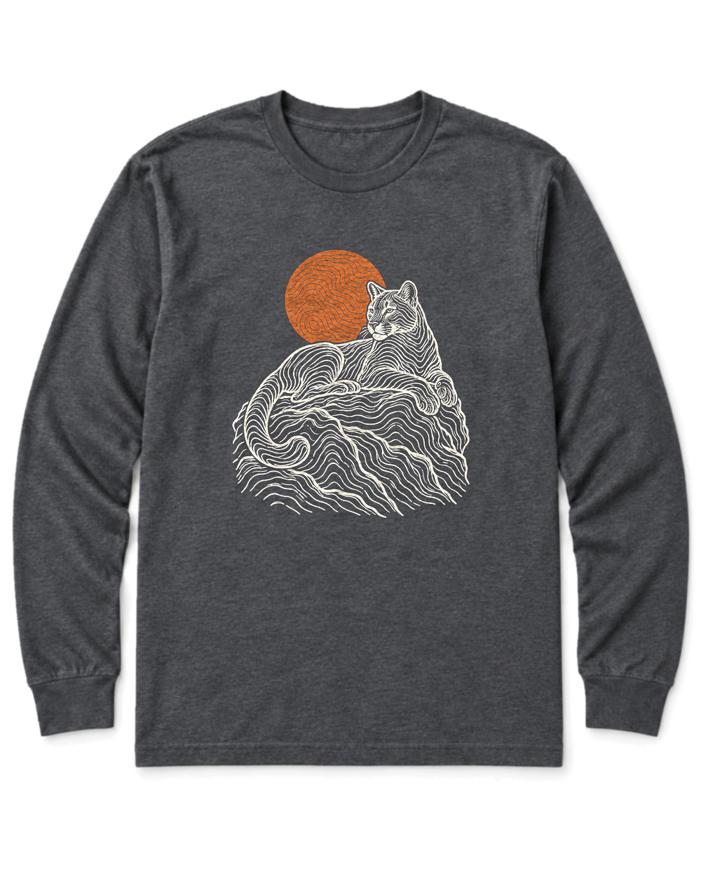 Topo Mountain Lion Long Sleeve Shirt - Dark Heather
