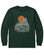 Topo Mountain Lion Long Sleeve Shirt - Forest Green