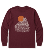 Topo Mountain Lion Long Sleeve Shirt - Maroon