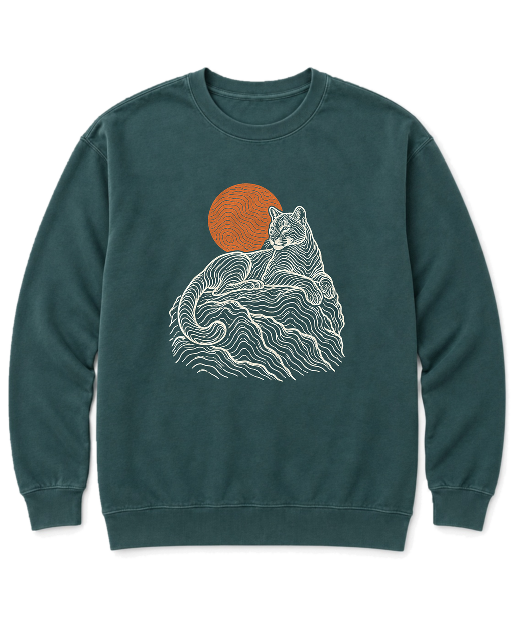 Topo Mountain Lion Sweatshirt - Blue Spruce
