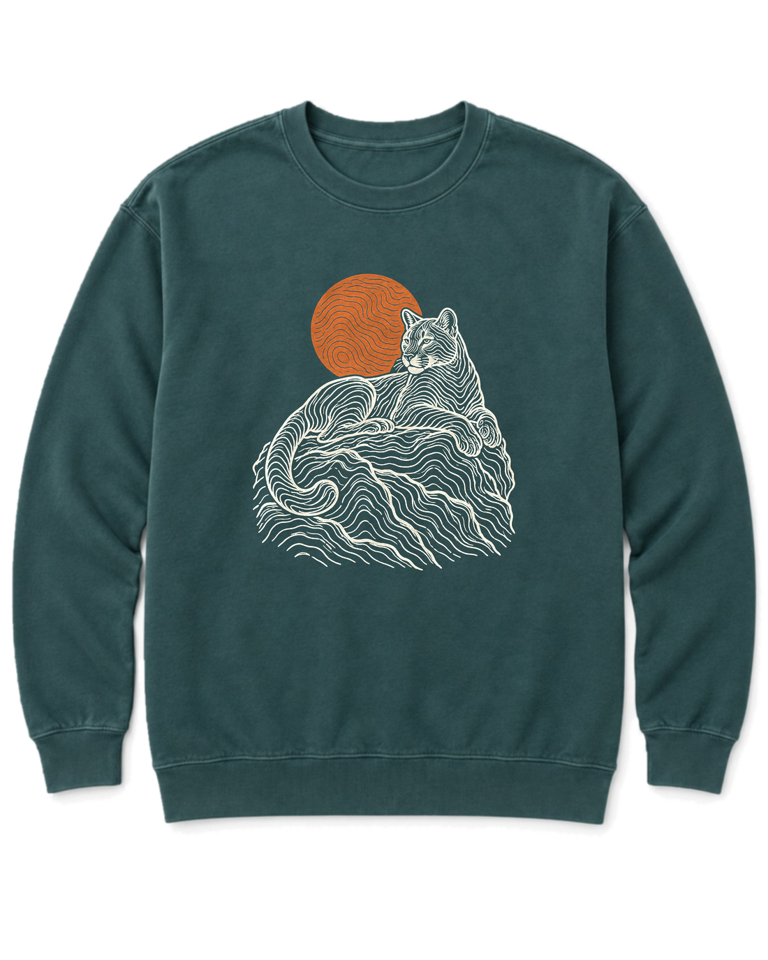Topo Mountain Lion Sweatshirt - Blue Spruce