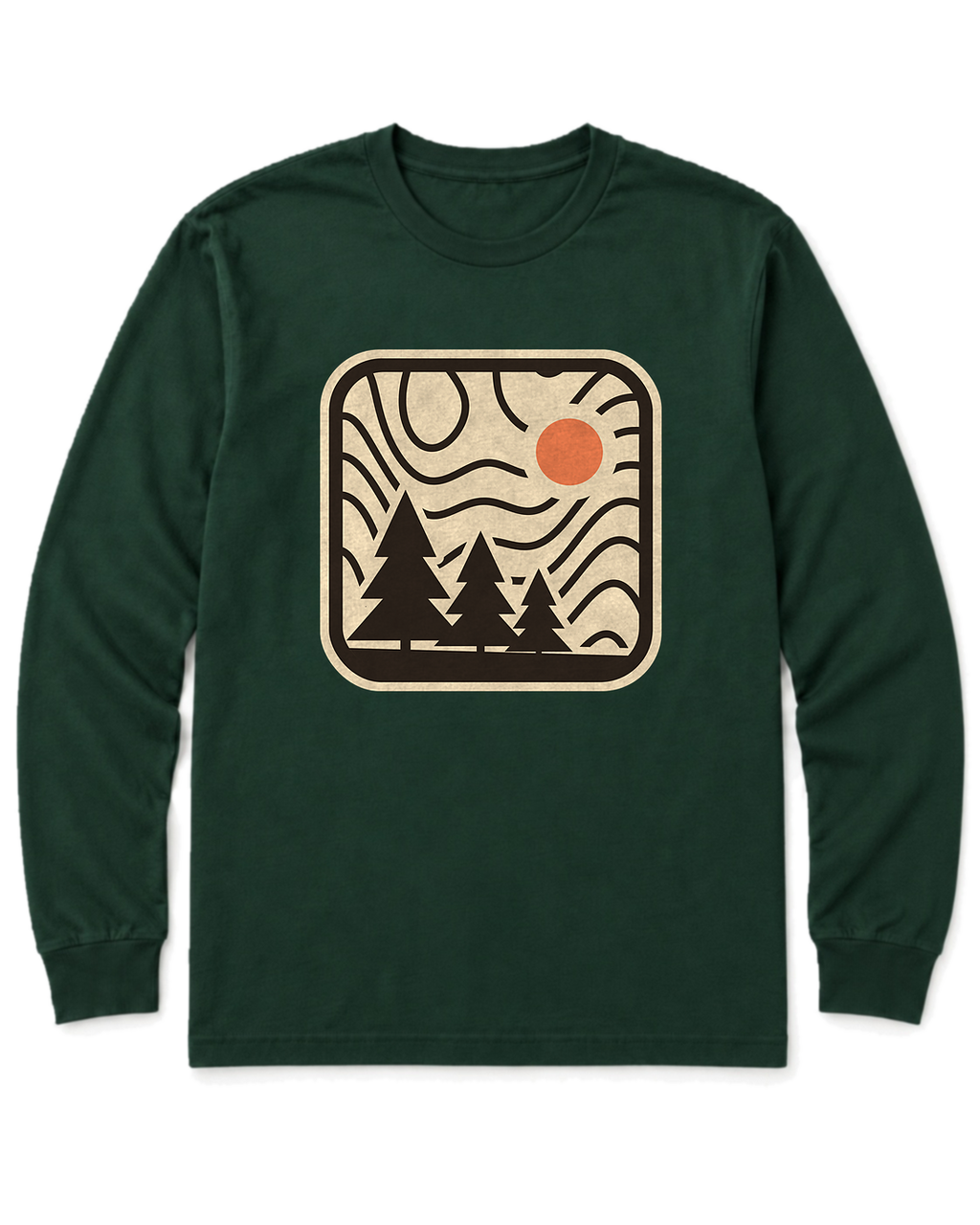 Topo Pines Long Sleeve Shirt - Forest Green