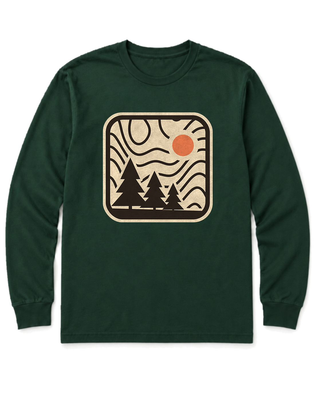 Topo Pines Long Sleeve Shirt - Forest Green