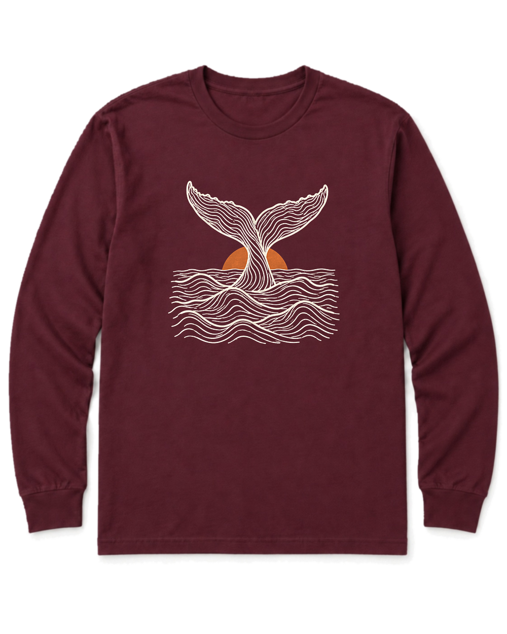 Topo Whale Tail Long Sleeve Shirt - Maroon