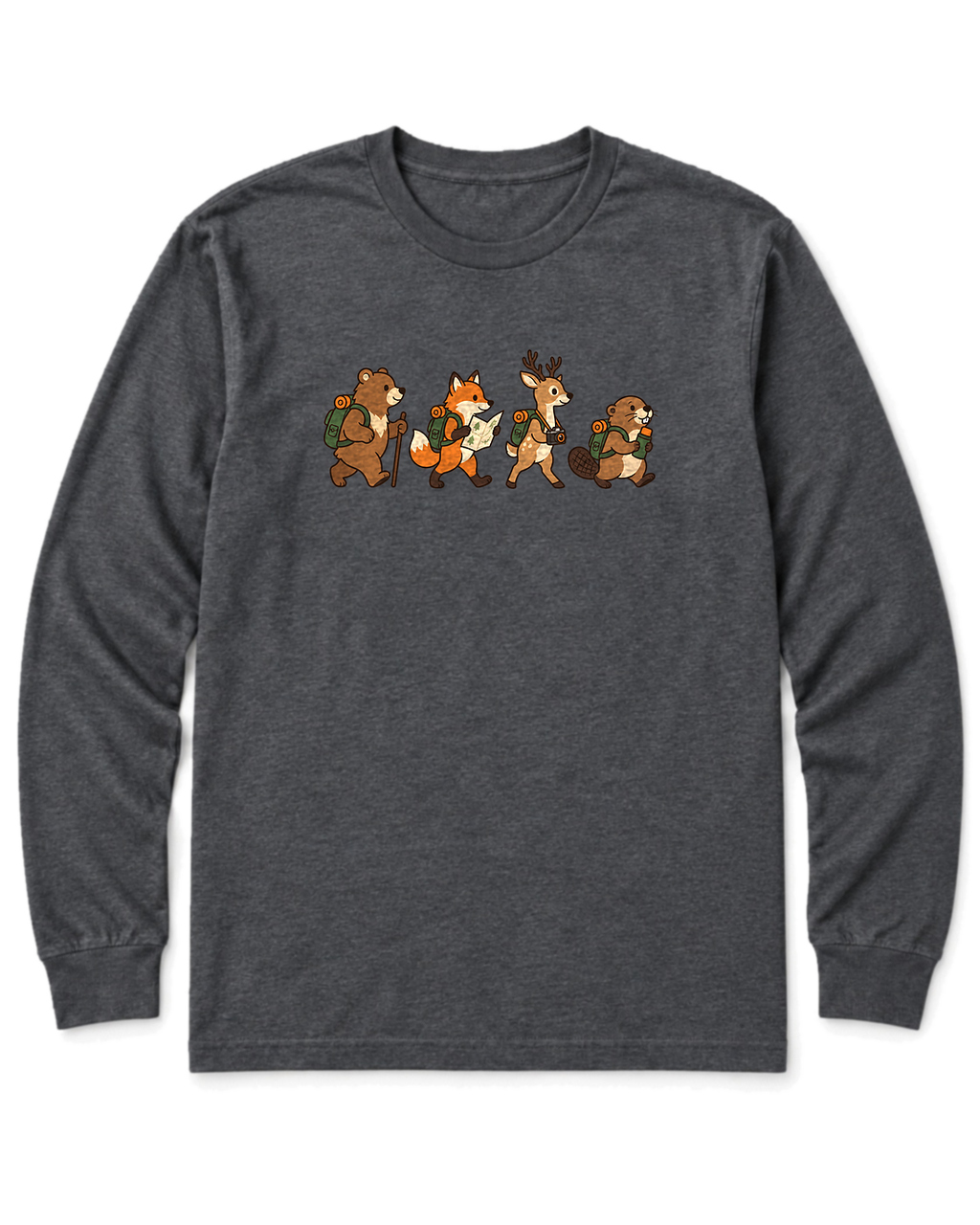 Woodland Hikers Long Sleeve Shirt - Dark Heather