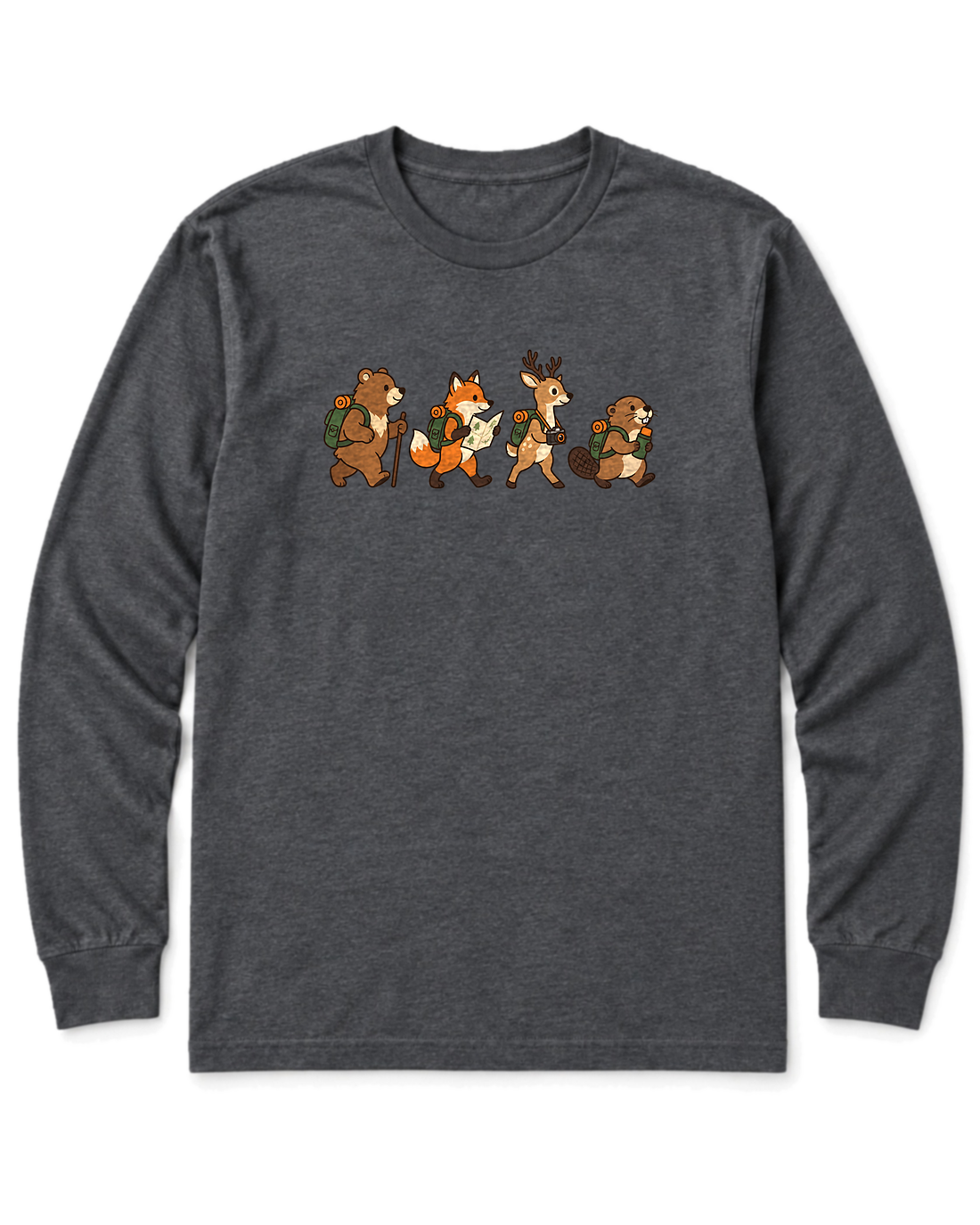 Woodland Hikers Long Sleeve Shirt - Dark Heather