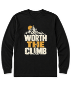 Worth the Climb Summit Flag Long Sleeve Shirt - Black