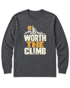 Worth the Climb Summit Flag Long Sleeve Shirt - Dark Heather