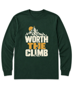 Worth the Climb Summit Flag Long Sleeve Shirt - Forest Green