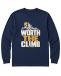 Worth the Climb Summit Flag Long Sleeve Shirt - Navy