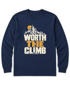 Worth the Climb Summit Flag Long Sleeve Shirt - Navy