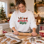 Baking Spirits Bright Sweatshirt worn in a casual Christmas photo