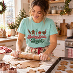 Baking Spirits Bright T-Shirt worn in a casual Christmas photo