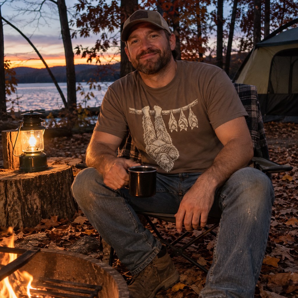 Person wearing the Bigfoot Hanging With Bats T-Shirt
