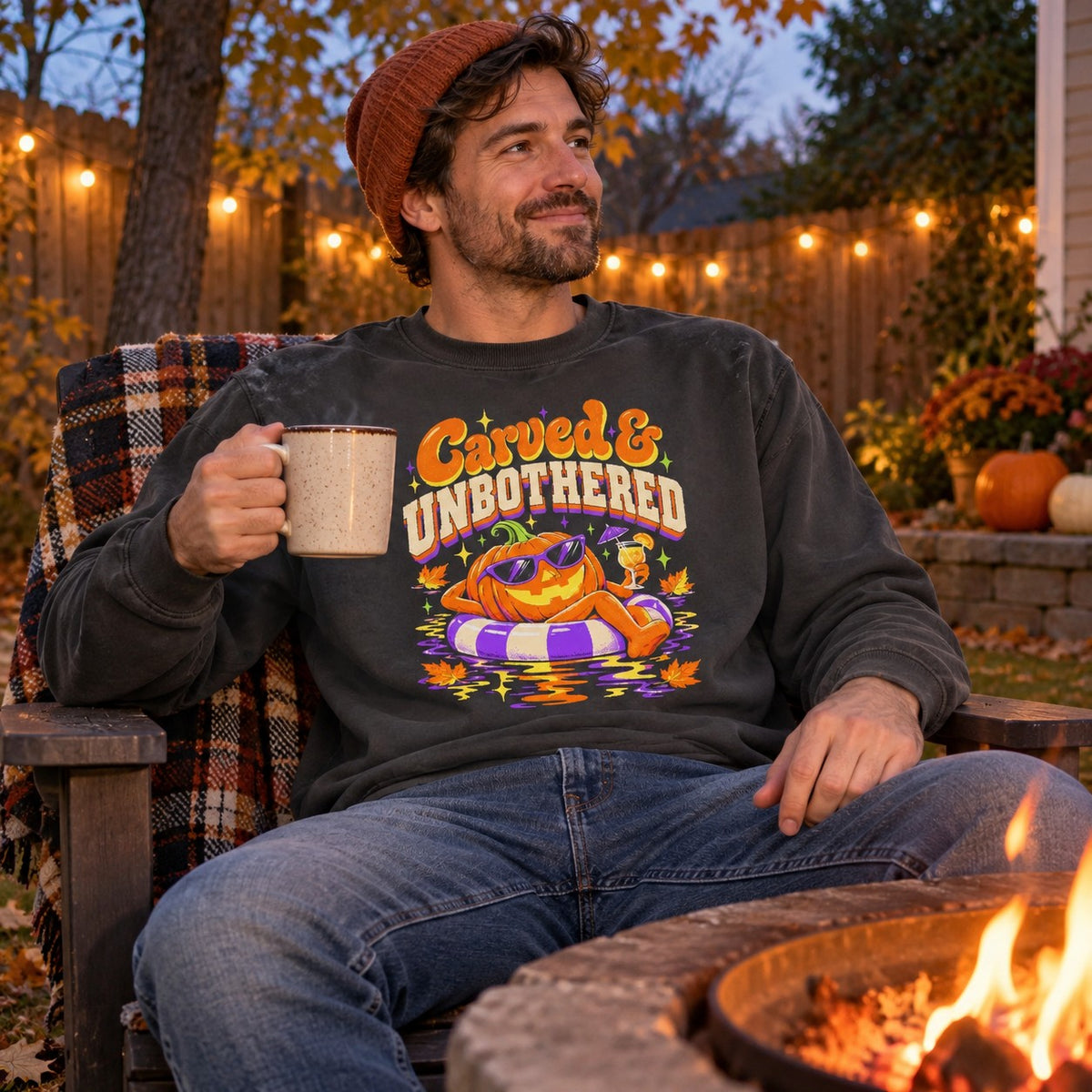 Carved & Unbothered Sweatshirt worn casually