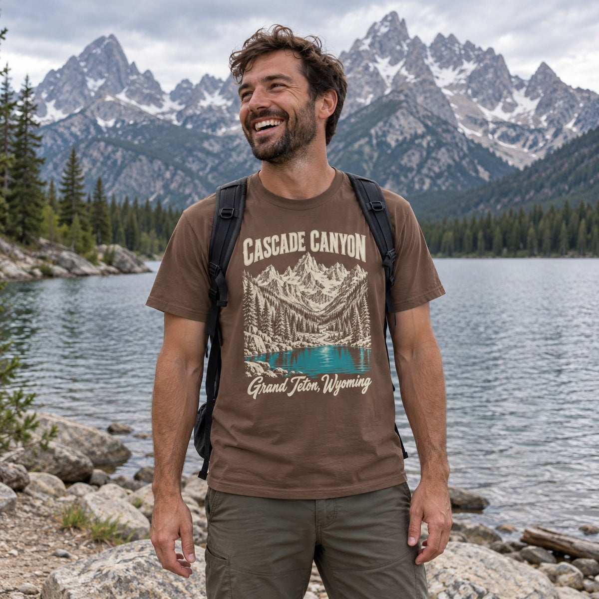 Man wearing the Cascade Canyon T-Shirt