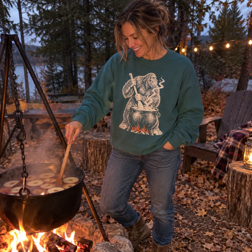 Person wearing the Bigfoot Cauldron Sweatshirt