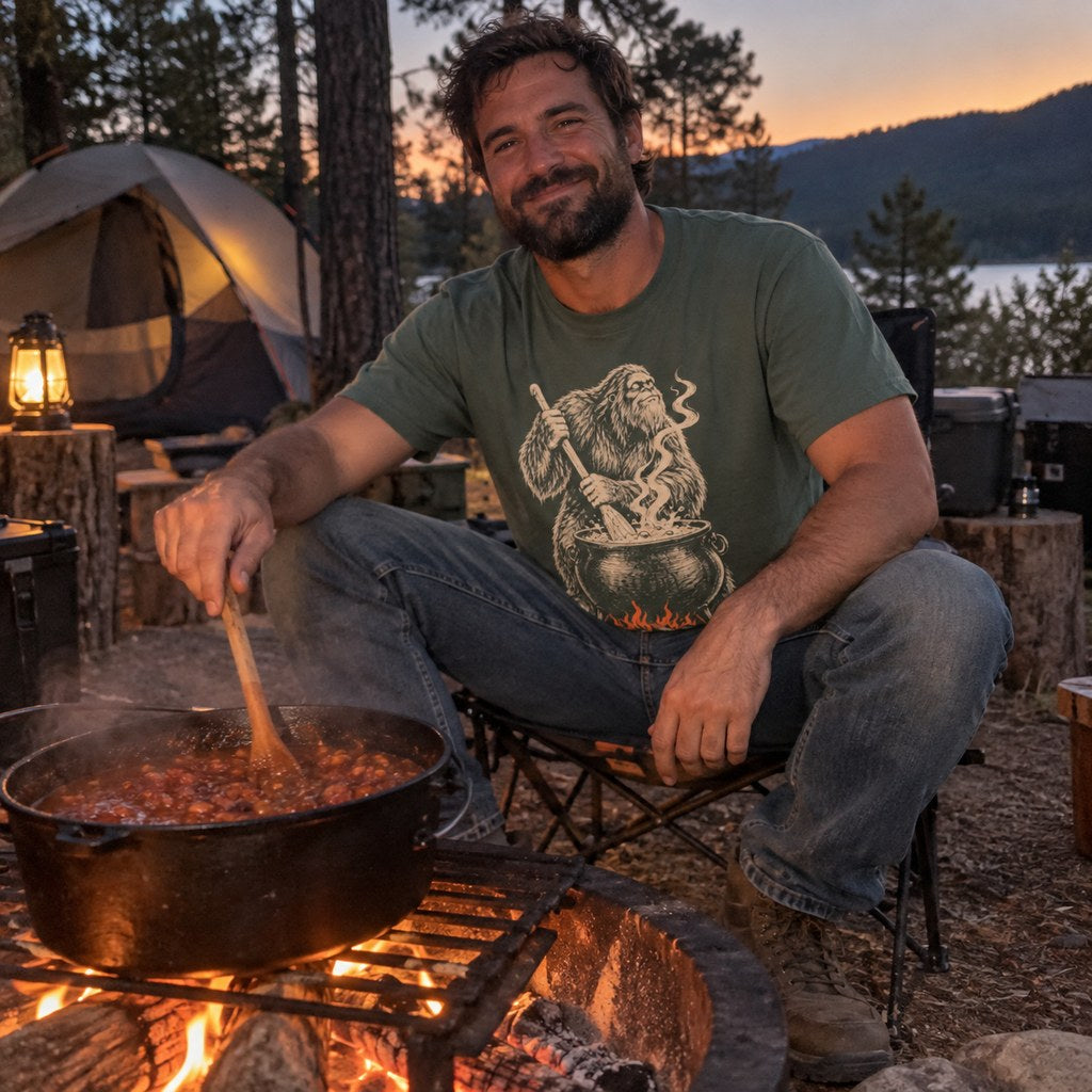 Person wearing the Bigfoot Cauldron T-Shirt