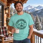 Christmas in the Mountains T-Shirt worn in a casual Christmas photo
