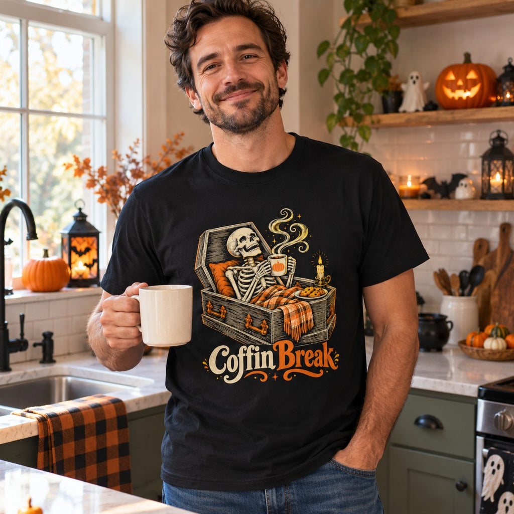 Coffin Break T-Shirt worn casually