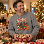 Christmas Cookie Committee Sweatshirt worn in a casual Christmas photo
