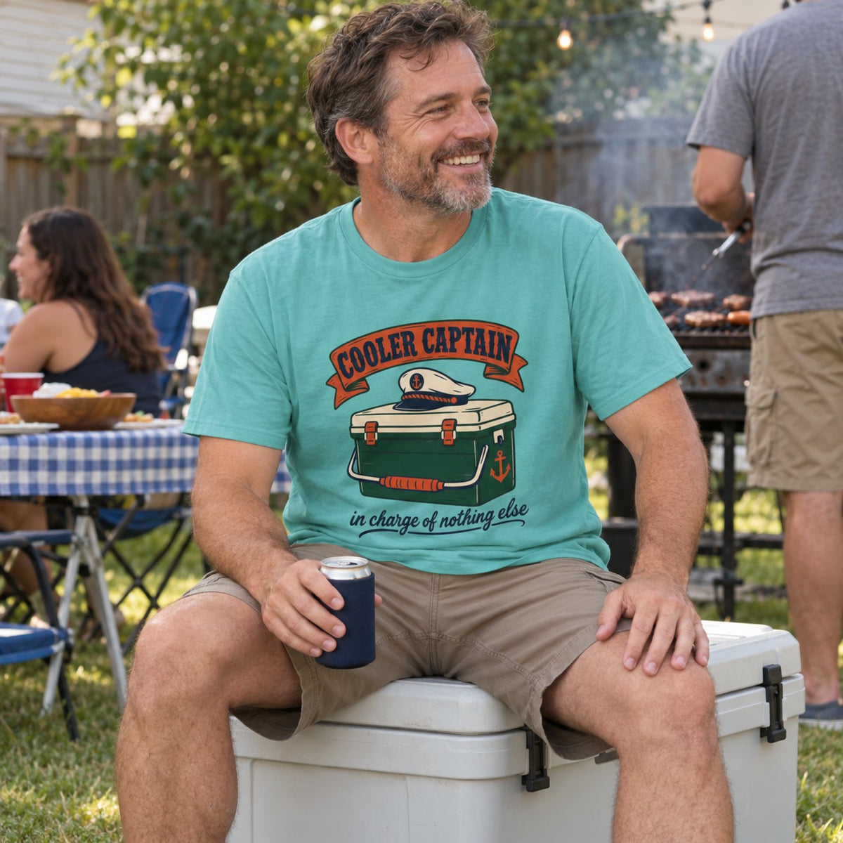 Cooler Captain T-Shirt worn outdoors