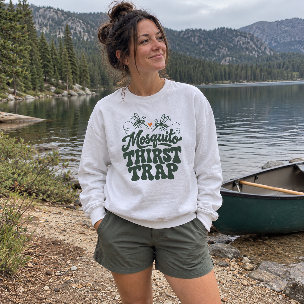 Mosquito Thirst Trap Sweatshirt - worn outdoors