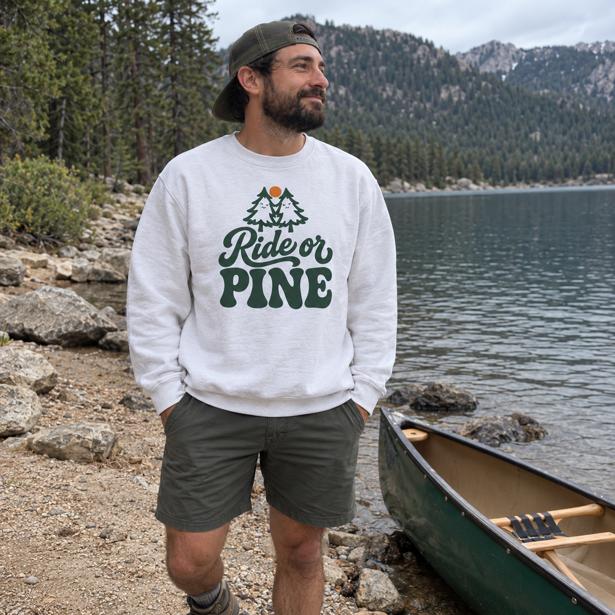 Ride or Pine Sweatshirt - worn outdoors