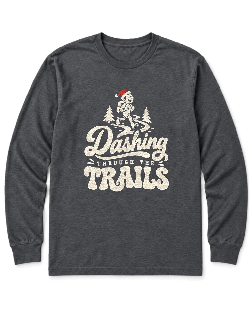 Dashing Through the Trails Long Sleeve Shirt - Dark Heather