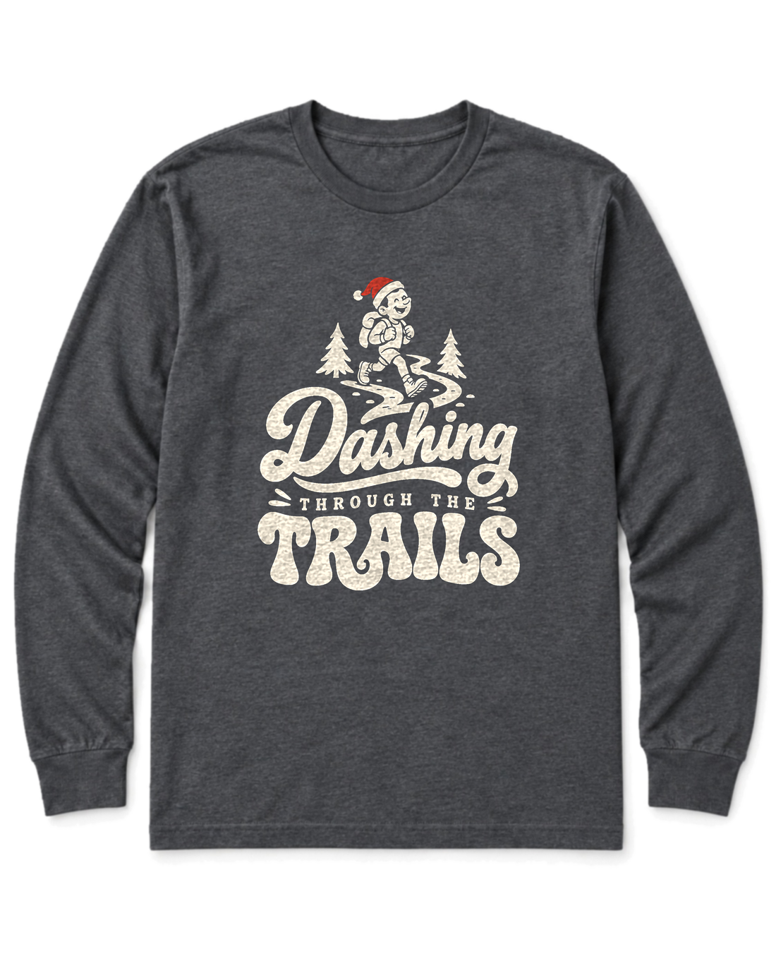 Dashing Through the Trails Long Sleeve Shirt - Dark Heather