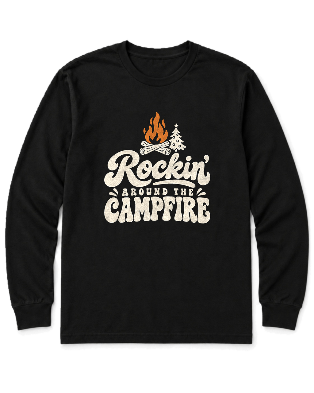 Rockin' Around the Campfire Long Sleeve Shirt - Black