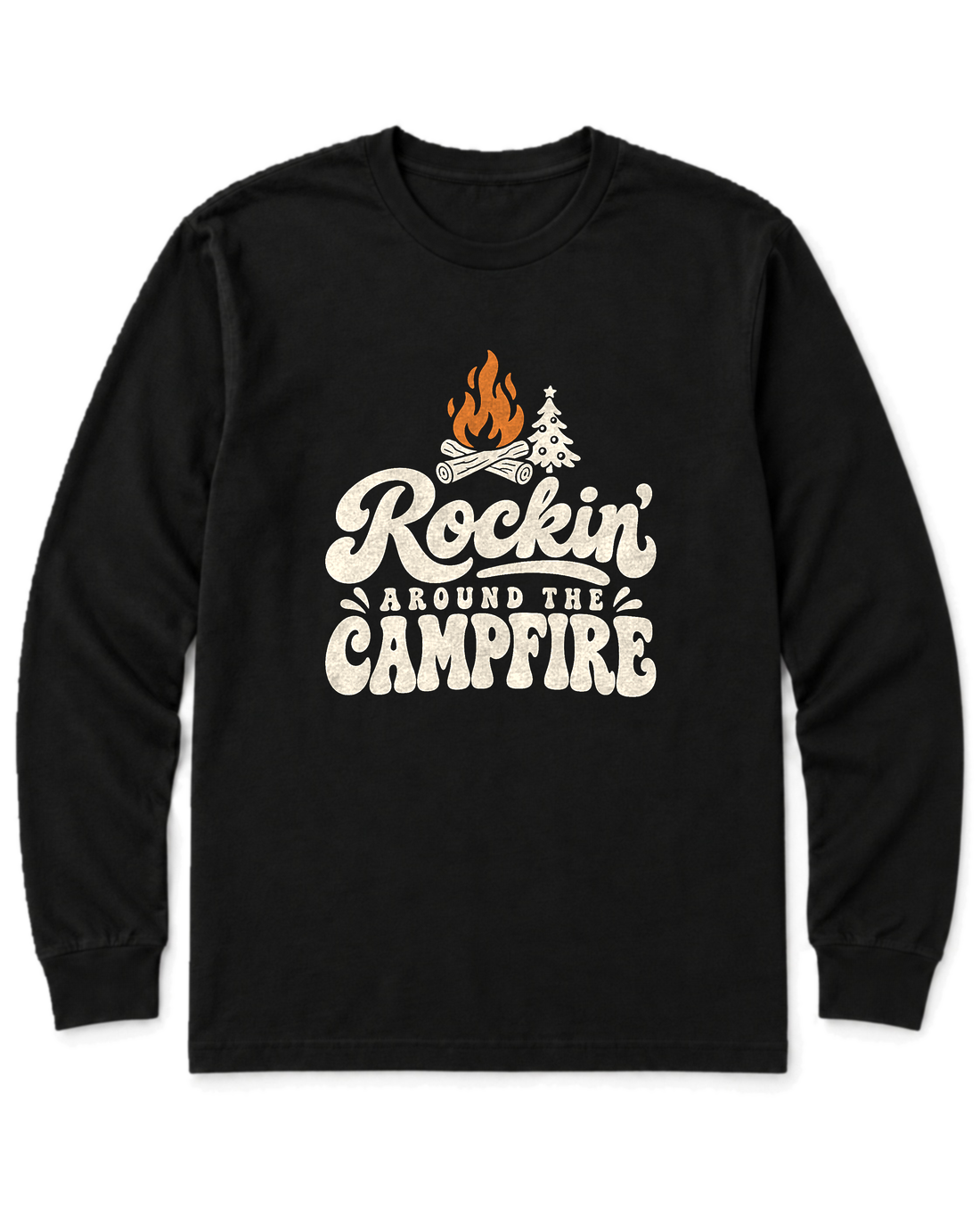 Rockin' Around the Campfire Long Sleeve Shirt - Black