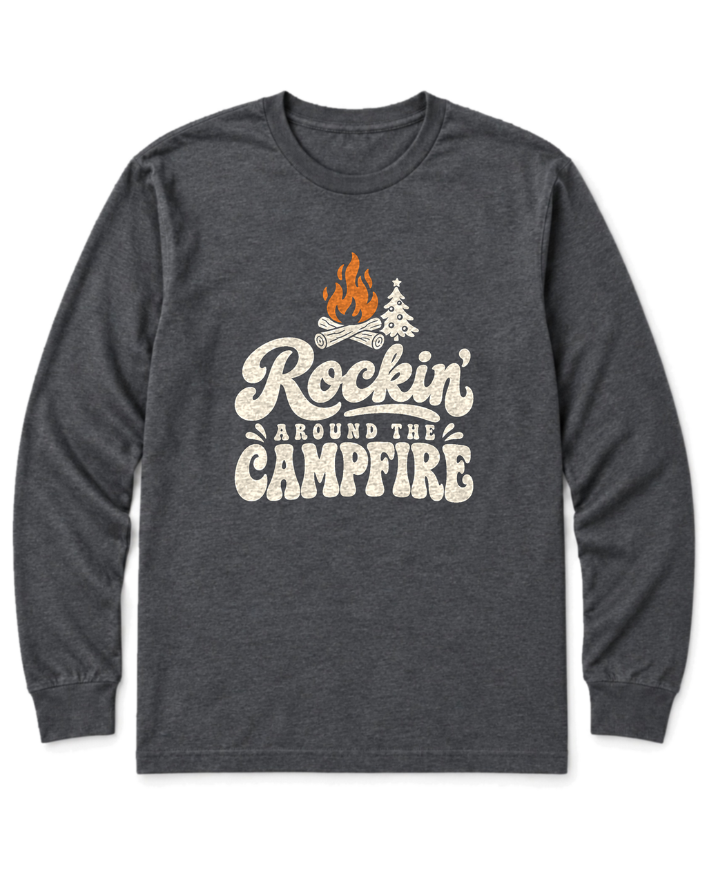 Rockin' Around the Campfire Long Sleeve Shirt - Dark Heather