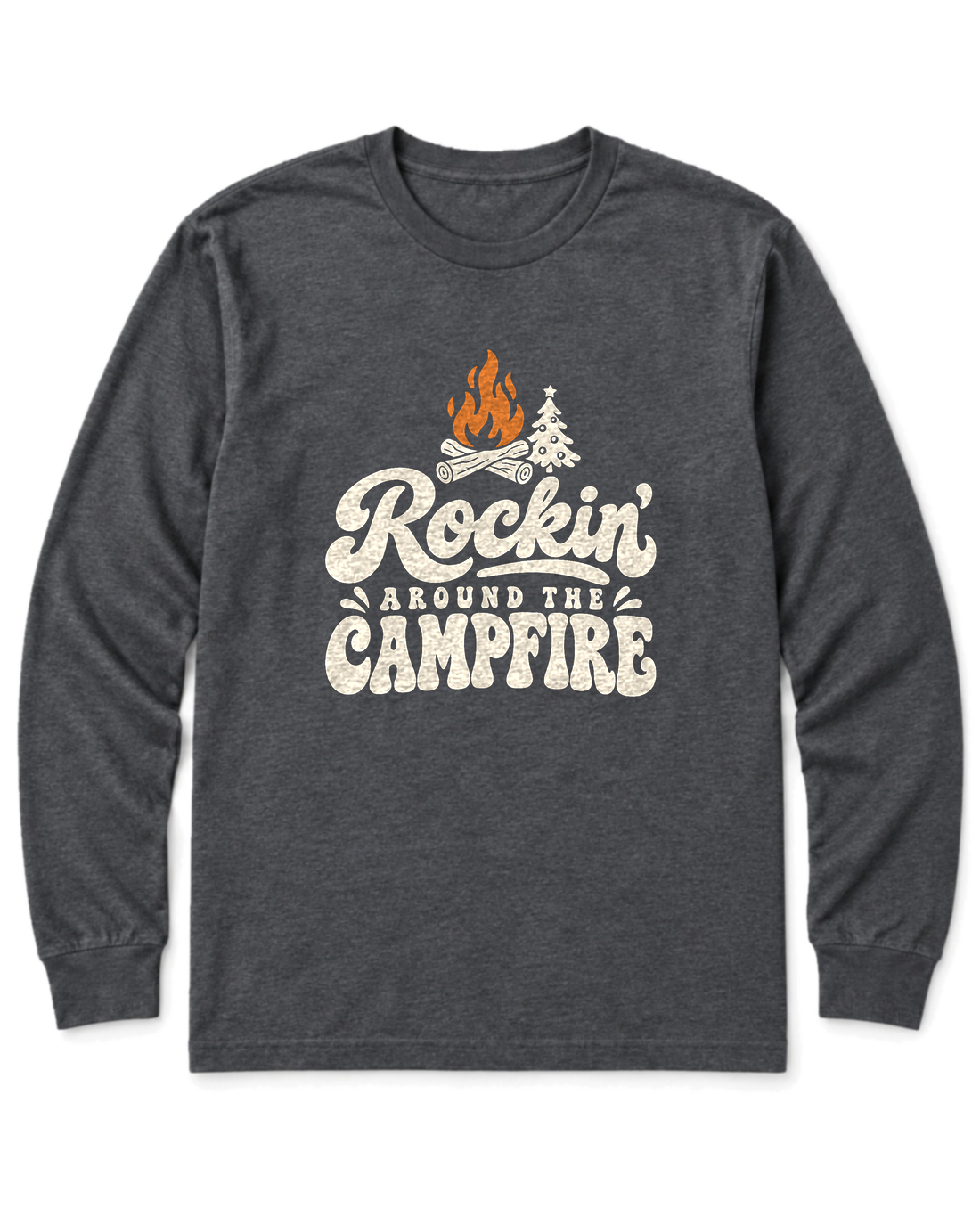 Rockin' Around the Campfire Long Sleeve Shirt - Dark Heather