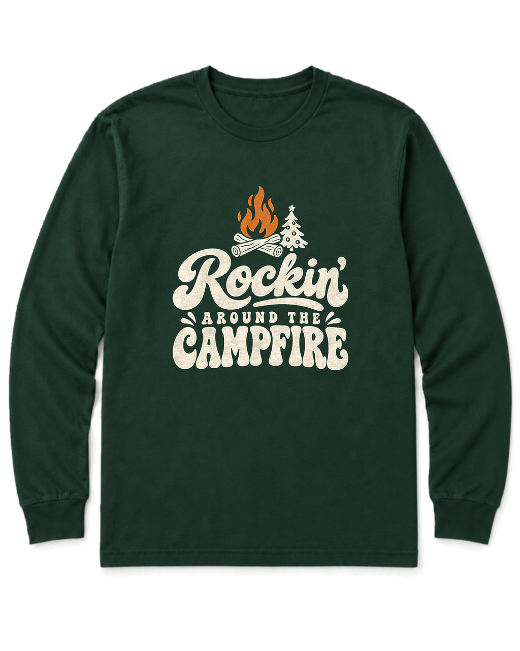 Rockin' Around the Campfire Long Sleeve Shirt - Forest Green