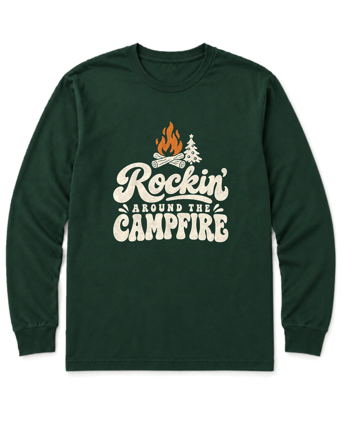 Rockin' Around the Campfire Long Sleeve Shirt - Forest Green