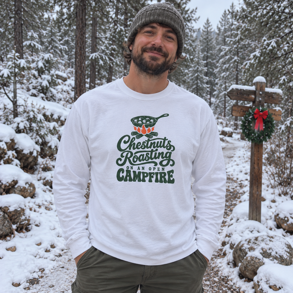 Chestnuts Roasting on an Open Campfire Long Sleeve Shirt - worn outdoors