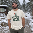 Naughty List, Nice Trails T-Shirt - worn outdoors