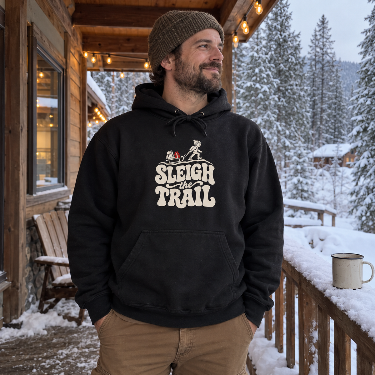 Sleigh the Trail Hoodie - worn outdoors