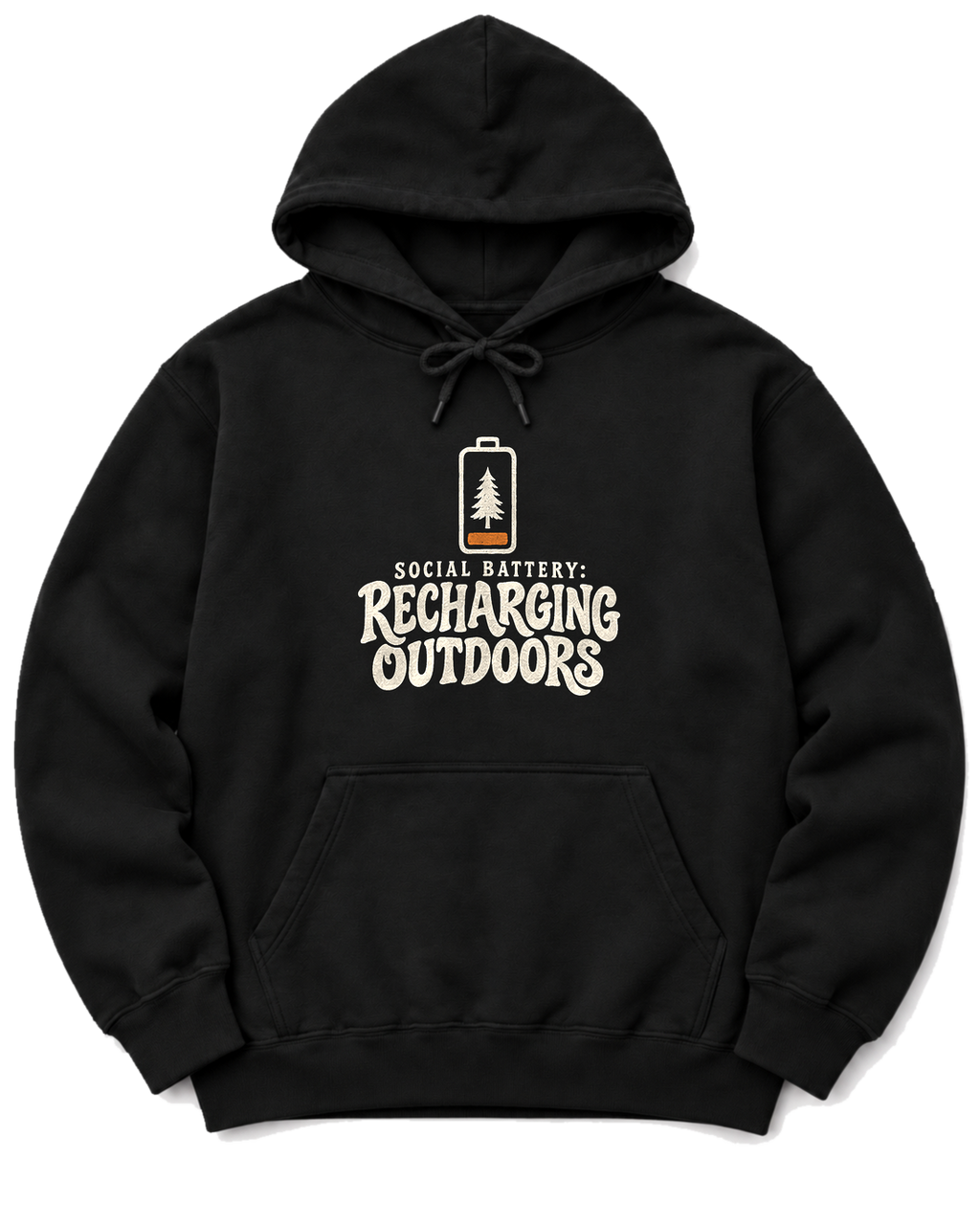 Social Battery: Recharging Outdoors Hoodie - Black