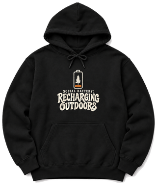 Social Battery: Recharging Outdoors Hoodie