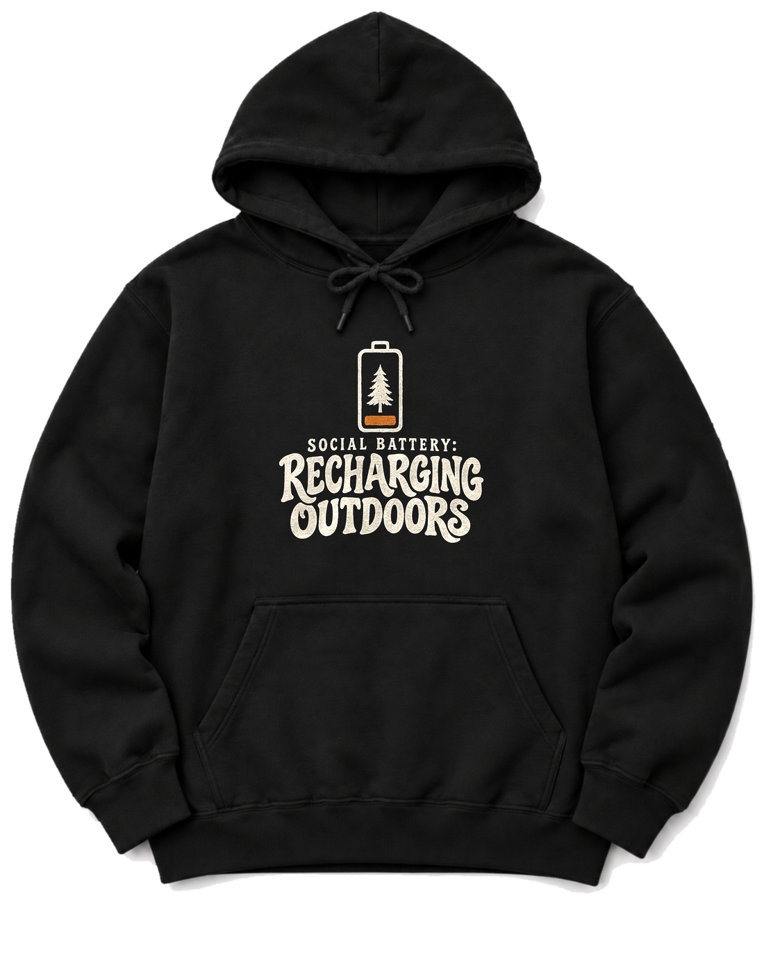 Social Battery: Recharging Outdoors Hoodie - Black