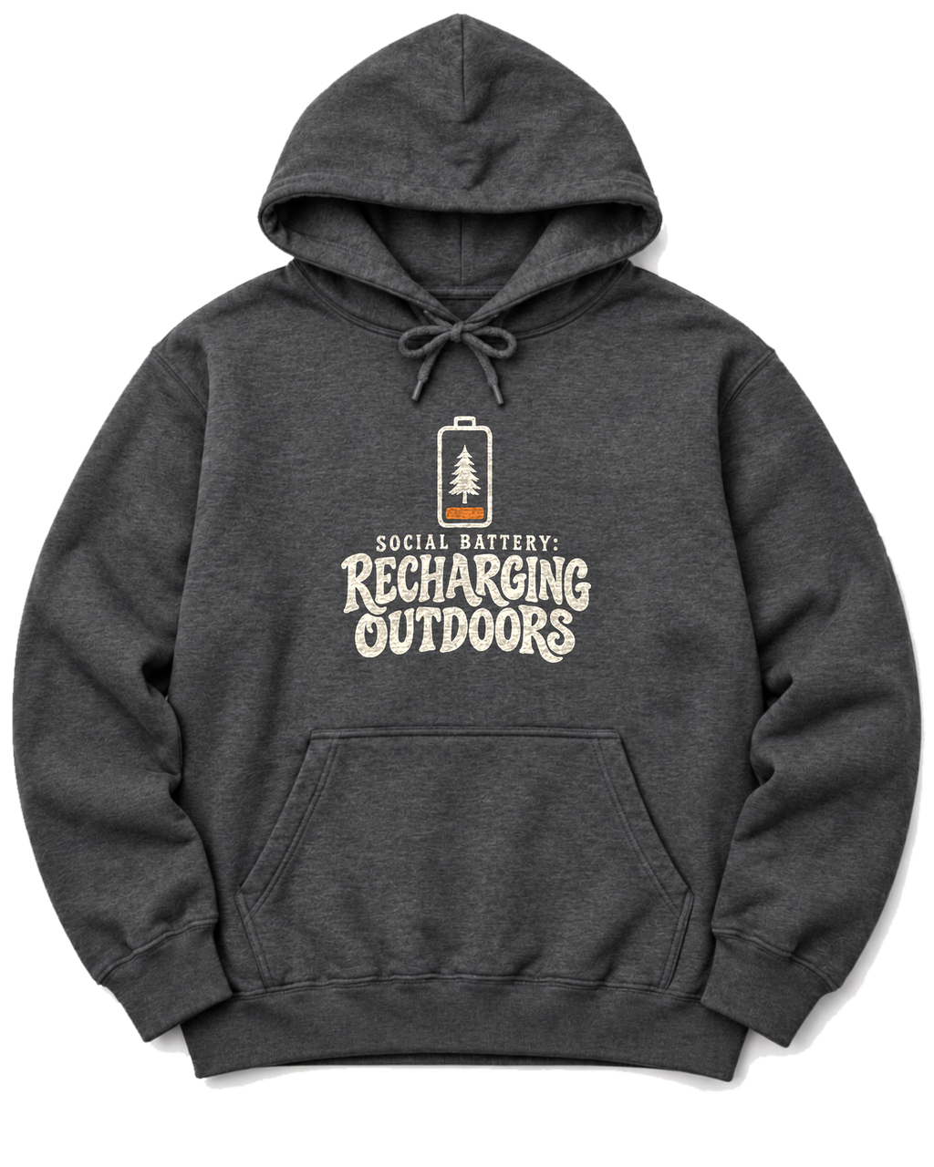 Social Battery: Recharging Outdoors Hoodie - Dark Heather