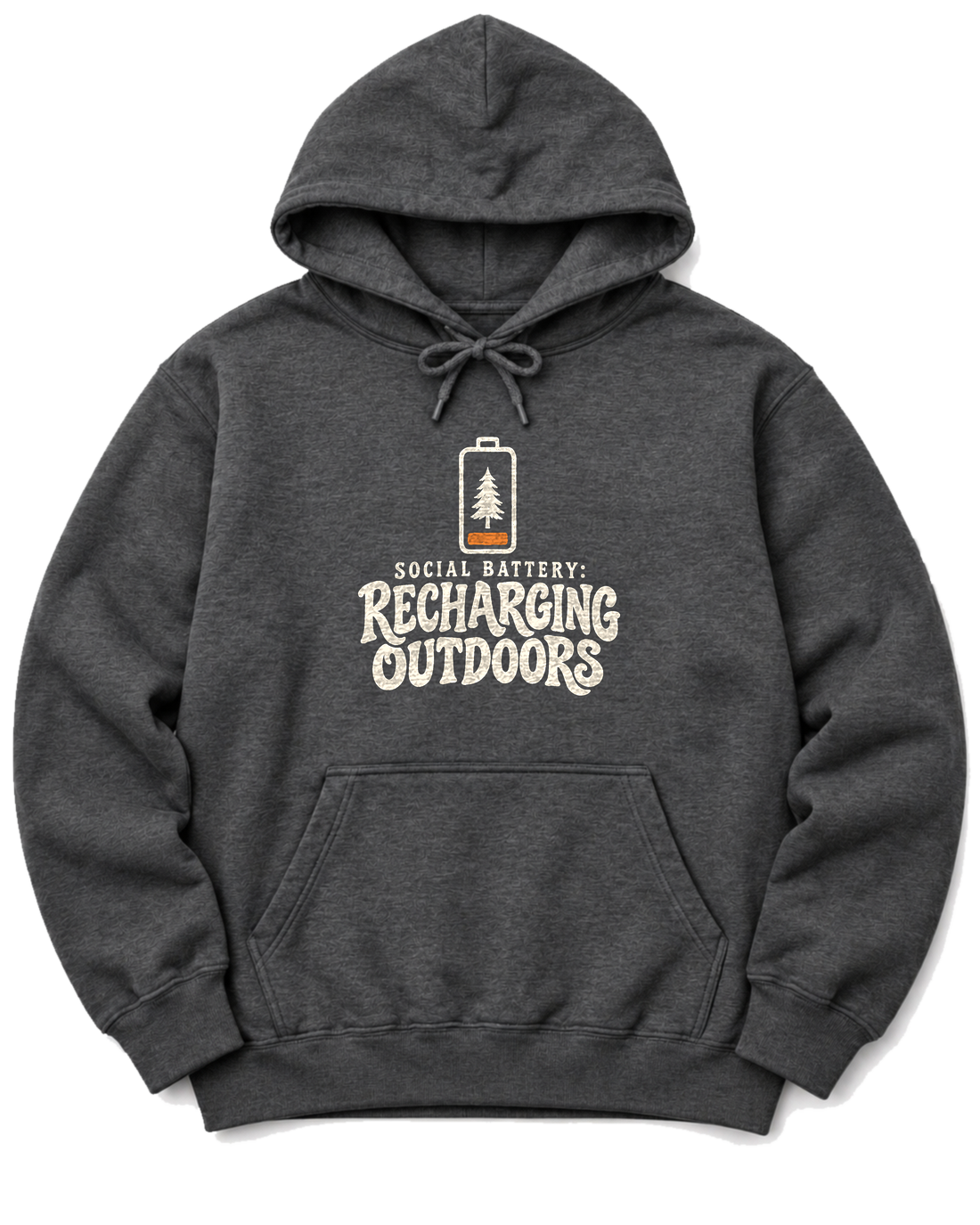 Social Battery: Recharging Outdoors Hoodie - Dark Heather