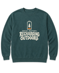 Social Battery: Recharging Outdoors Sweatshirt - Blue Spruce