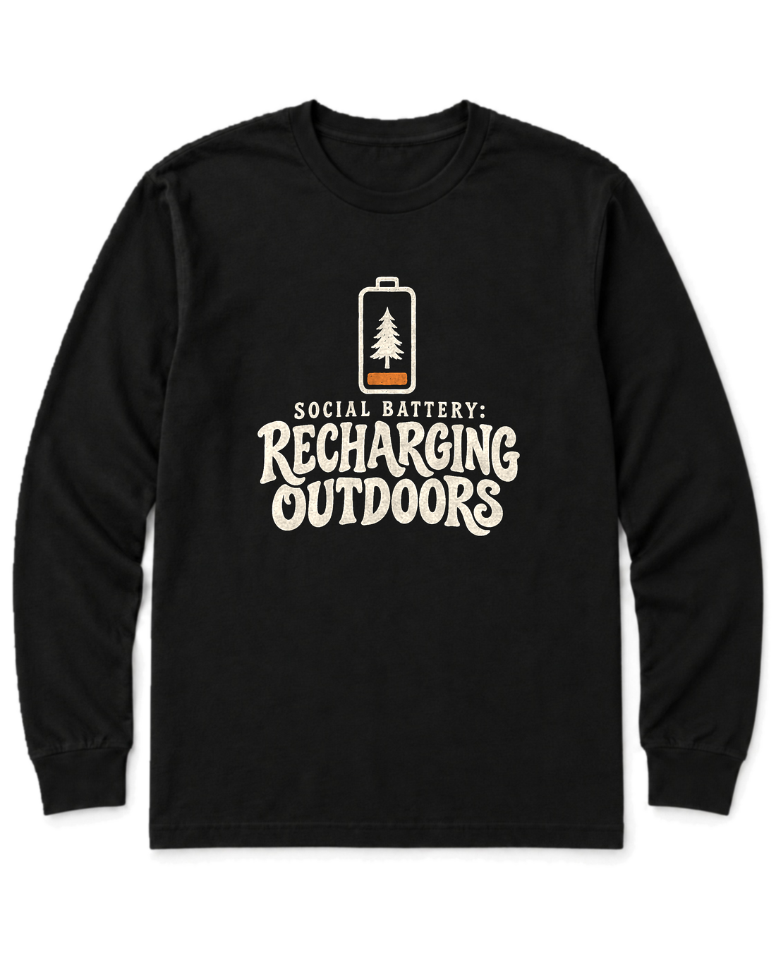 Social Battery: Recharging Outdoors Long Sleeve Shirt - Black