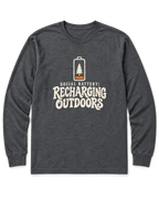 Social Battery: Recharging Outdoors Long Sleeve Shirt - Dark Heather