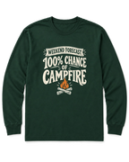 Weekend Forecast: 100% Chance of Campfire Long Sleeve Shirt - Forest Green